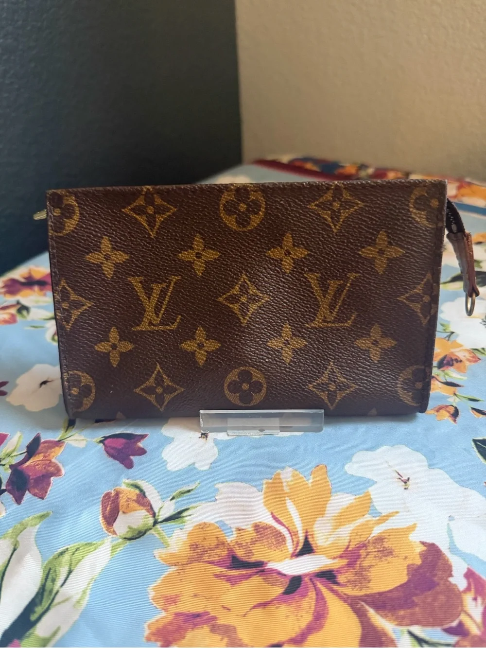 Louis Vuitton Monogram Canvas Brown & Gold Zip Cosmetic Pouch